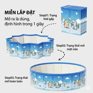Hồ Bơi Khung, Hồ Bơi Cho Bé Gấp Gọn Tròn Tại Nhà Tiện Lợi Gấp Lại (mã khủng long)