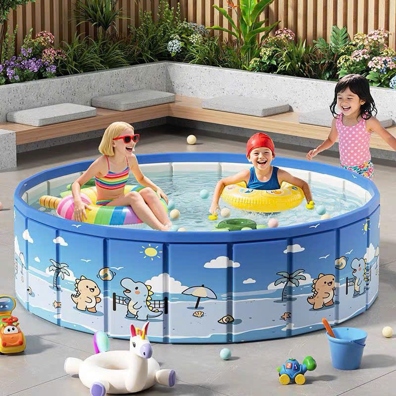 [ Tặng 10 Bóng Nhựa ] Hồ Bơi Khung, Hồ Bơi Cho Bé Gấp Gọn Tròn Tại Nhà Tiện Lợi Gấp Lại (mã khủng long)
