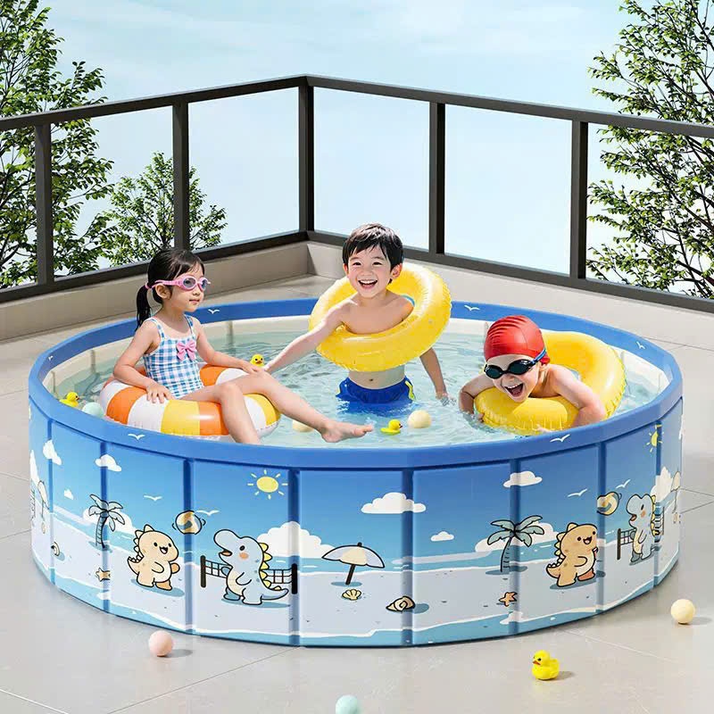 [ Tặng 10 Bóng Nhựa ] Hồ Bơi Khung, Hồ Bơi Cho Bé Gấp Gọn Tròn Tại Nhà Tiện Lợi Gấp Lại (mã khủng long)