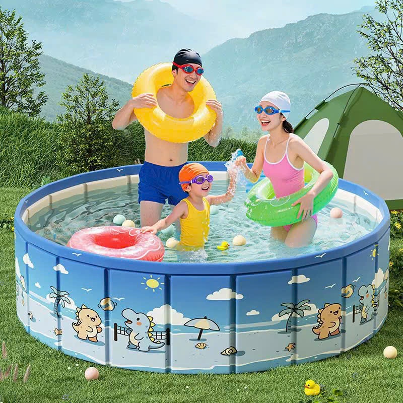 [ Tặng 10 Bóng Nhựa ] Hồ Bơi Khung, Hồ Bơi Cho Bé Gấp Gọn Tròn Tại Nhà Tiện Lợi Gấp Lại (mã khủng long)