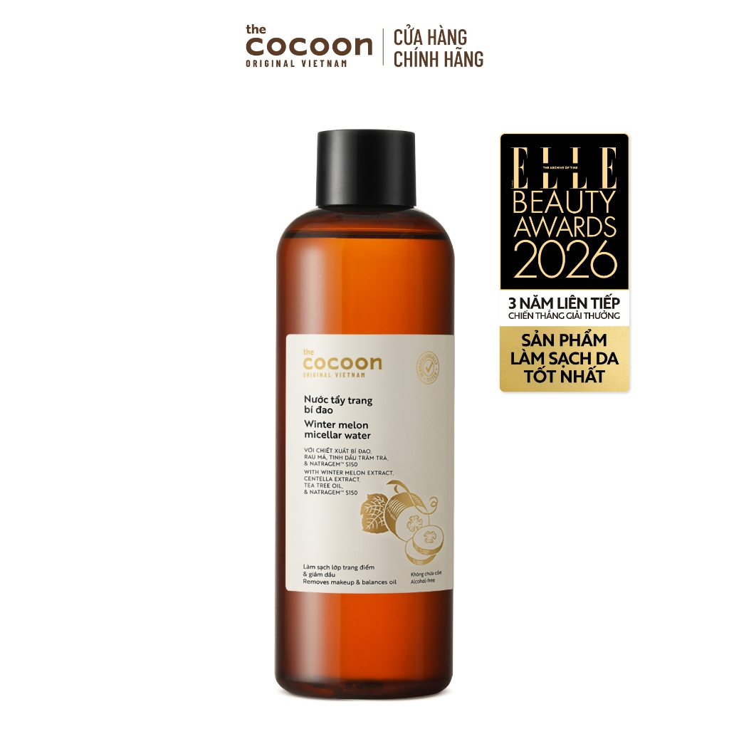Nước tẩy trang bí đao Cocoon tẩy sạch makeup & giảm dầu 50, 140ml, 500ml
