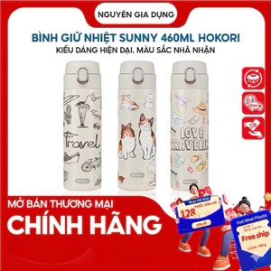 Bình giữ nhiệt sunny 340ml hokori 0122 0123 0124, Bình đựng nước giữ nhiệt lớn tiện lợi lõi inox 304 không gỉ