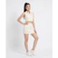 Set Áo Sơmi Croptop Nữ Chân Váy Mini Vàng Nhạt