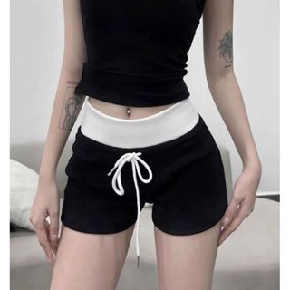 Quần đùi rút dây sexy nữ ôm body phối lưng bản to chất thun gân lạnh co dãn tốt nhiều màu basic dễ phối đồ- HaChau Store