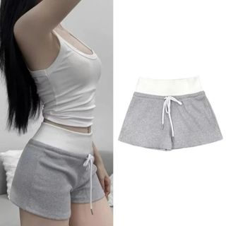 Quần đùi rút dây sexy nữ ôm body phối lưng bản to chất thun gân lạnh co dãn tốt nhiều màu basic dễ phối đồ- HaChau Store