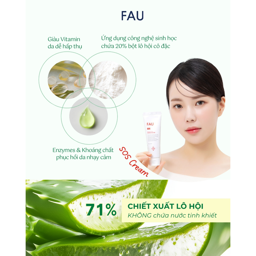 Kem dưỡng lô hội phục hồi, cấp ẩm mọi loại da FAU SOS Cream 80g