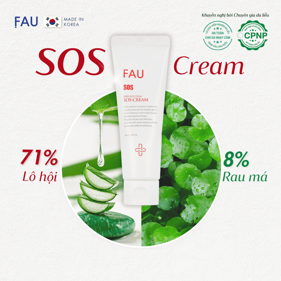 Kem dưỡng lô hội phục hồi, cấp ẩm mọi loại da FAU SOS Cream 80g