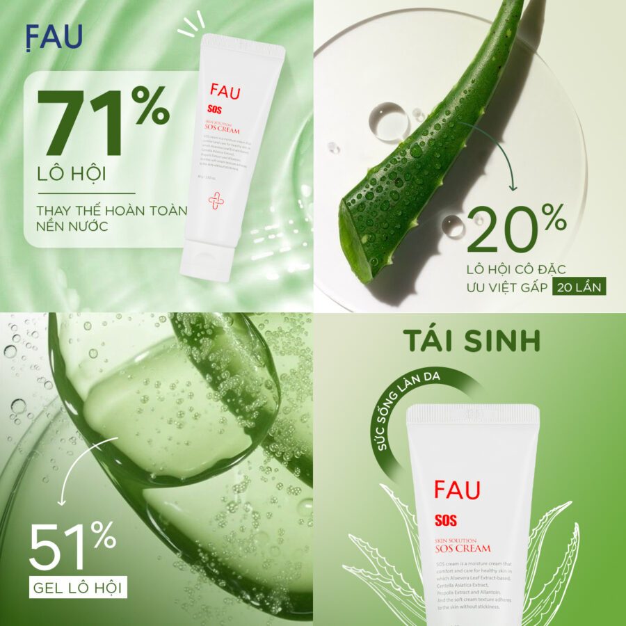 Kem dưỡng lô hội phục hồi, cấp ẩm mọi loại da FAU SOS Cream 80g