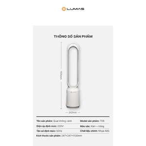 Quạt không cánh kiêm lọc không khí LUMIAS T08 PRO - Bảo hành 12 tháng chính hãng - Hàng cao cấp Thời Đại Công Nghệ