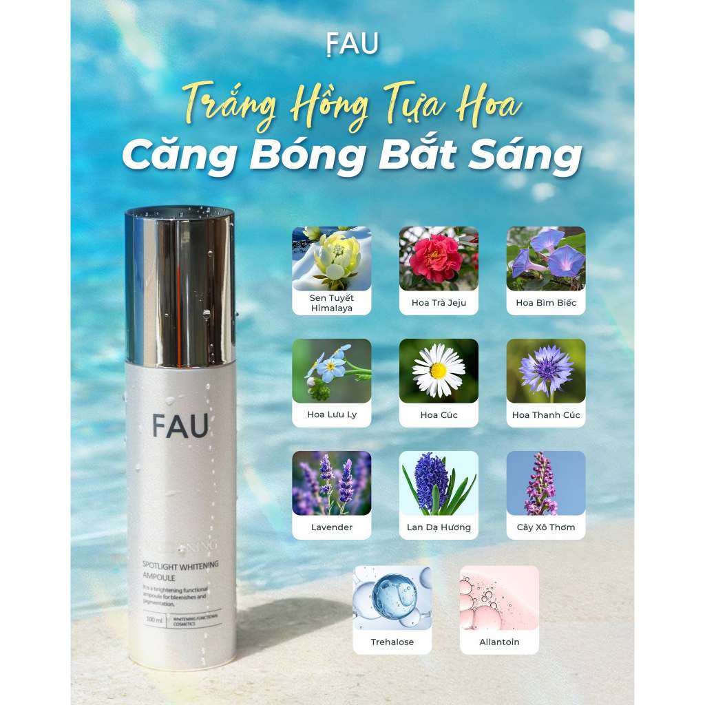 Tinh chất dưỡng da sáng mờ thâm, trắng mướt mịn FAU Spotlight Whitening Ampoule (100ml)