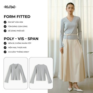 Áo Thun Tay Dài Nữ Cổ V Form Fitted - Routine 10F25TSLW005