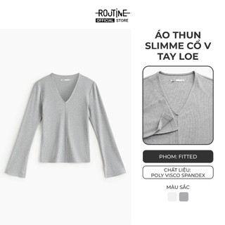 Áo Thun Tay Dài Nữ Cổ V Form Fitted - Routine 10F25TSLW005