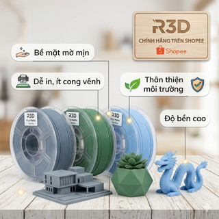 Nhựa in 3d PLA Matte R3D chất lượng cao- dễ in- bề mặt mờ cuộn 1kg
