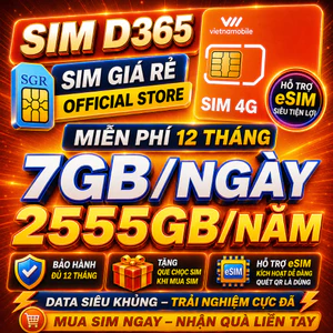 Sim 4G Trọn Gói 1 Năm Miễn Phí 7GB/Ngày Tốc Độ Cao - Sim 4G Vietnamobile Miễn Phí 12 Tháng Giá Rẻ