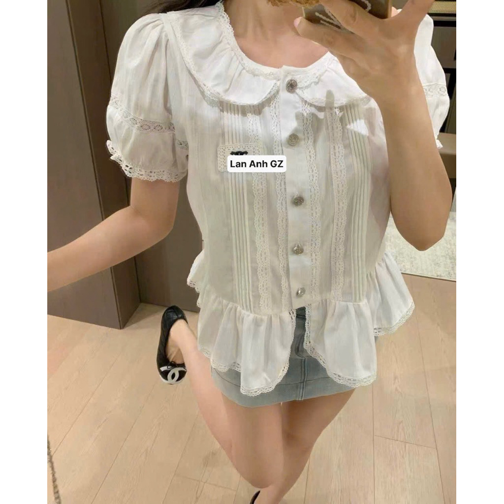 Áo thô pha ren cổ sen babydoll C.L #sieuucappo