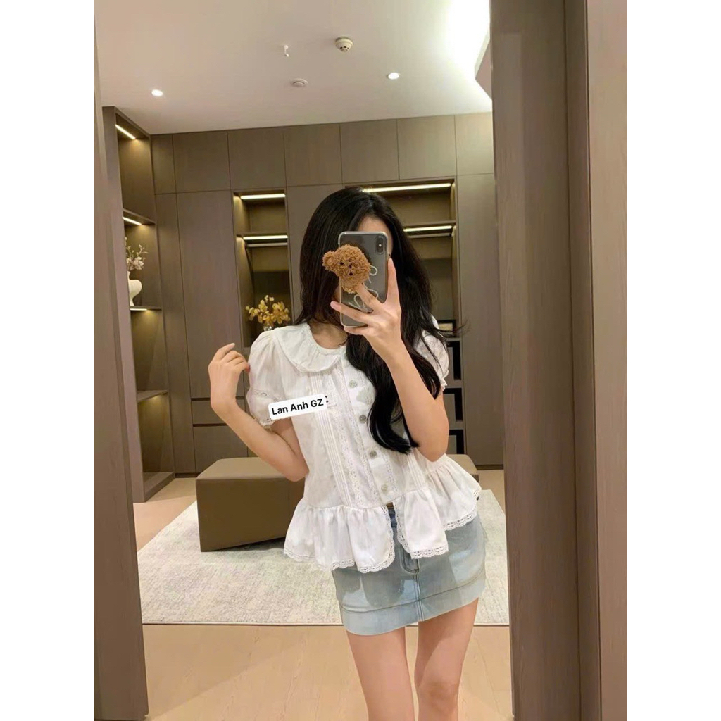 Áo thô pha ren cổ sen babydoll C.L #sieuucappo