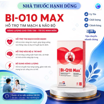 NTHD| BI-Q10 MAX bổ tim | Hỗ trợ giảm mỡ máu, chống oxy hoá, tăng cường sức khoẻ tim mạch| Hộp 30 viên