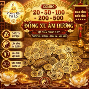 Combo 20-50-100-200-500 Đồng Xu Âm Dương Phong Thuỷ Chiêu Tài - Bình An