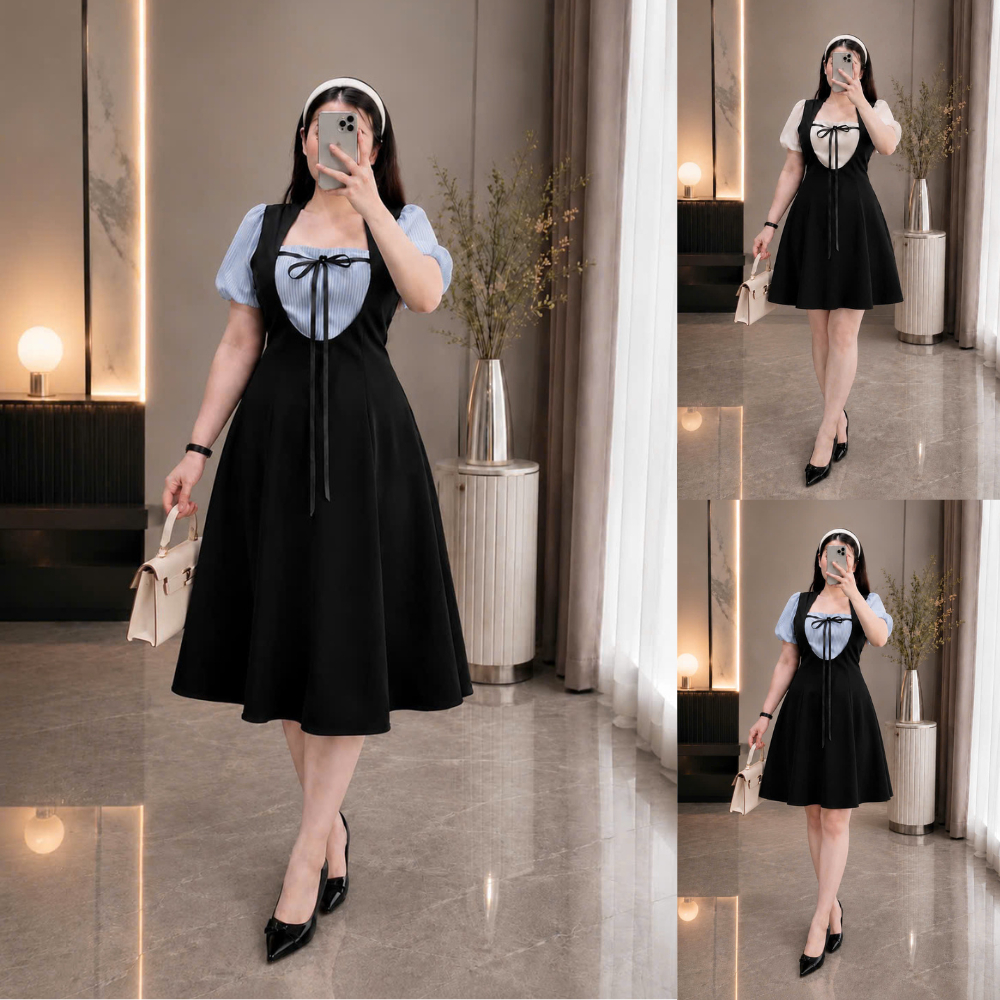 Đầm Thiết Kế Bigsize Nữ Sang Chảnh Dáng Dài Lên Phom Tôn Dáng  Cho Các Nàng Chubby 60-95kg G680 A694