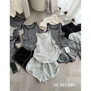 PHẠM THUỲ SHOP: SET BỘ ÁO BA LỖ KẺ MIX QUẦN SHORT NỈ ẢNH THẬT