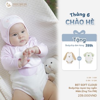 Ngọc Bảo An (0-12M) Bộ bodychip dài tay vải Viscose mềm mịn thấm hút mồ hôi tốt, thoáng mát