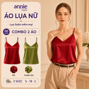 Combo 2 Áo Hai Dây Lụa Satin annie Cổ V 6046 Mặc Trong Vest Sang Chảnh, Mềm Mịn Thoáng Mát Dễ Phối Đồ