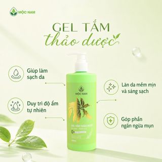 Sữa tắm tràm trà lá xoài Mộc Nam - Gel tắm thảo dược làm sạch dịu nhẹ, giảm mụn lưng (425ml)