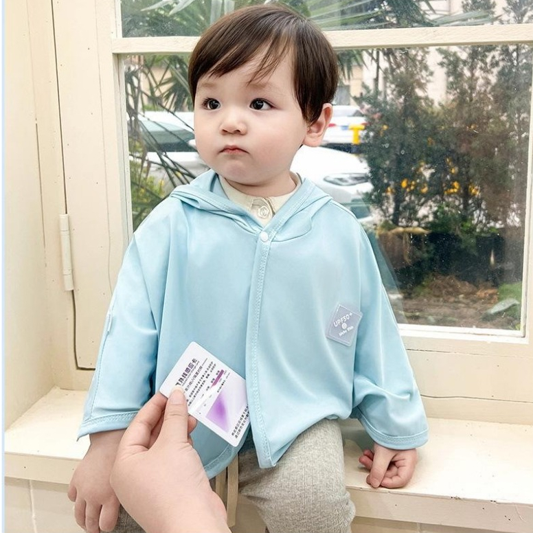 Áo Choàng Chống Nắng Chống Tia UV Mỏng Nhẹ Vải Lụa Băng Mát Lạnh Cho Bé Trai Bé Gái 0-2 tuổi DouDou