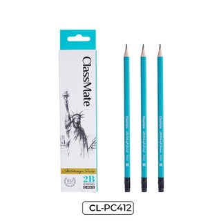 Hộp 12 Bút Chì Gỗ 2B/4B/6B CLASSMATE Có Tẩy, Lõi Chì Đậm Mịn Dùng Luyện Chữ, Tô Trắc Nghiệm, Phác Thảo Tranh PC412