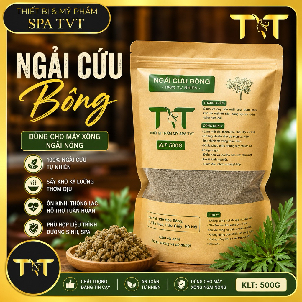 NGẢI CỨU KHÔ TVT 500G, NGẢI CỨU BÔNG CHO MÁY XÔNG NGẢI NÓNG, MÁY XÔNG DƯỠNG SINH ĐÔNG Y