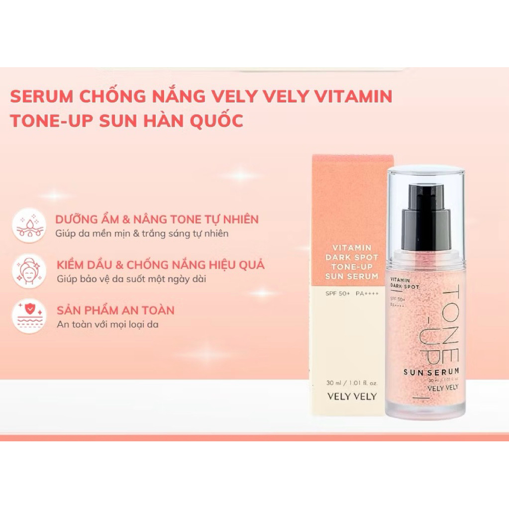 Serum kem Chống Nắng Vely Vely Vitamin Tone-Up Sun Maxclinic Hàn Quốc hạn 2029 Lọ 30mL, Chống Nắng Và Nâng Tone  IS456