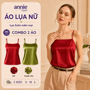 Combo 2 Áo Hai Dây Lụa Satin annie Cổ Ngang 6047 Mặc Trong Vest Sang Chảnh, Mềm Mịn Thoáng Mát Dễ Phối Đồ