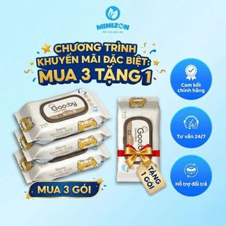 [ MUA 3 TẶNG 1 GÓI CÙNG LOẠI ] - Khăn Ướt Gooby Premium 100 Tờ Đa Năng, Không Cồn, Mềm Mịn, An Toàn Với Da Bé😍