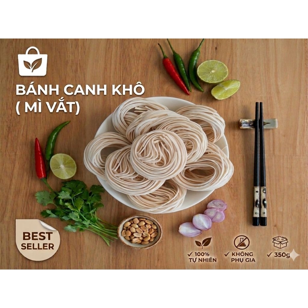 350g Bánh Canh Khô ( Mì Vắt) - Đặc sản Huế , dùng nấu bánh canh
