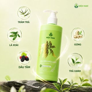 Sữa tắm tràm trà lá xoài Mộc Nam - Gel tắm thảo dược làm sạch dịu nhẹ, giảm mụn lưng (425ml)