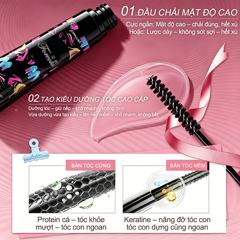 Kiểm soát tóc con, Gel vuốt tóc con, Mascara chuốt tóc, Lâu trôi, Không bết dính, Không vón cục, Dùng hàng ngày