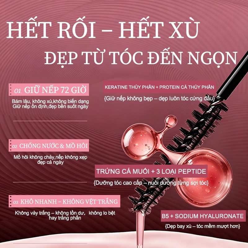 Kiểm soát tóc con, Gel vuốt tóc con, Mascara chuốt tóc, Lâu trôi, Không bết dính, Không vón cục, Dùng hàng ngày