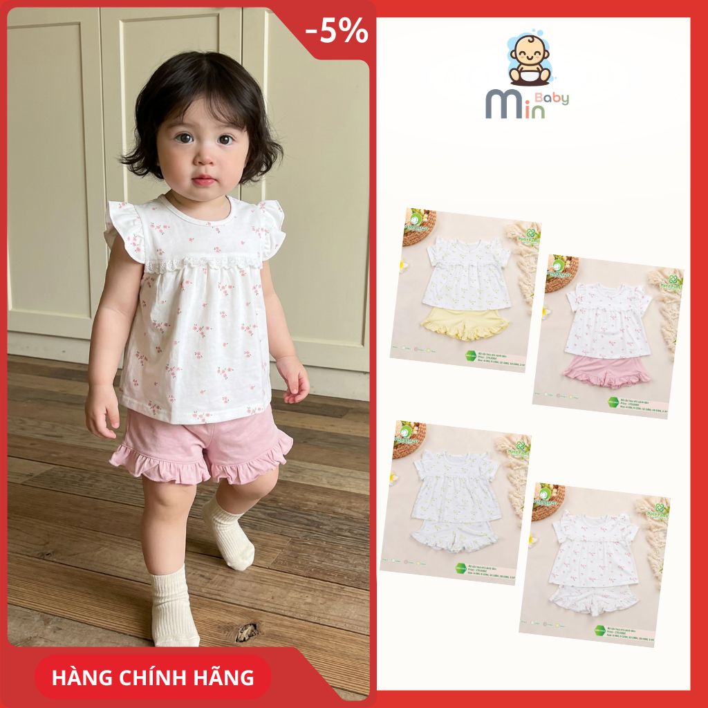 Bộ Cộc Hoa Nhí Cánh Tiên Anminaza Vải Petit Mềm Mịn Thấm Hút Tốt - Hàng Chính Hãng AMI0604