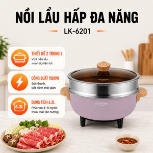 Nồi Lẩu Hấp Đa Năng Lock&King LK-6201 6.2L 2 Trong 1 Nấu Lẩu Và Hấp Công Suất 1500W