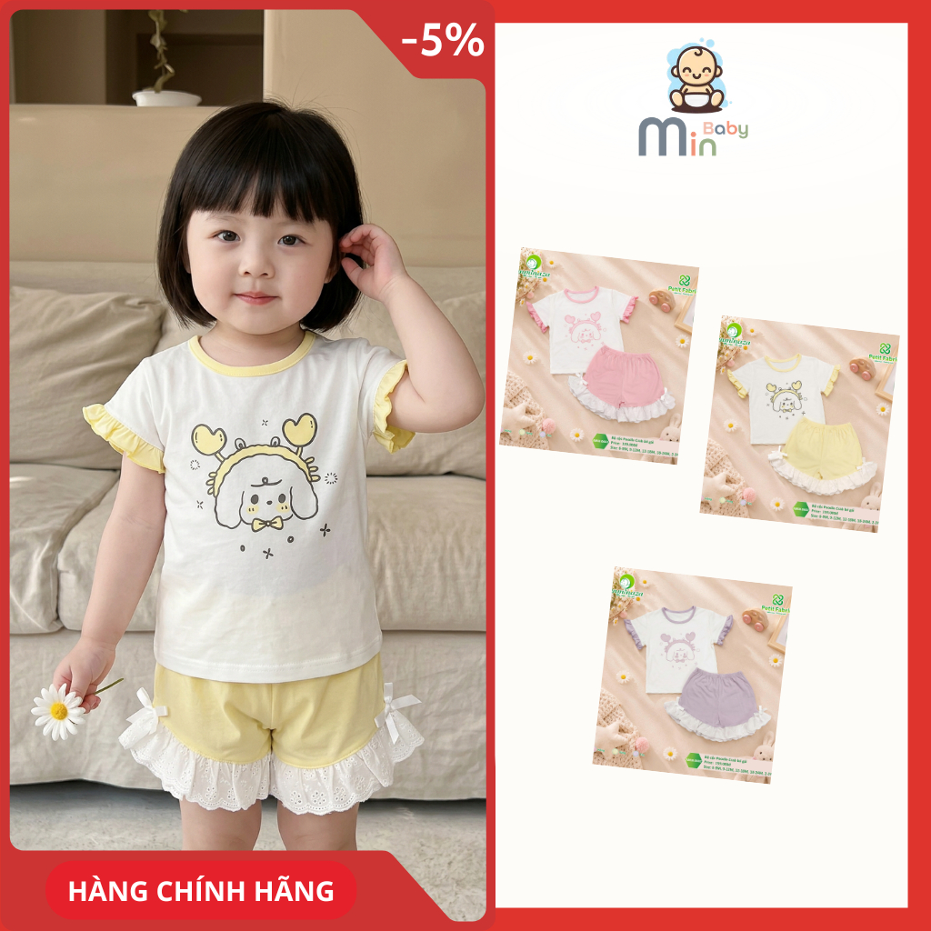 Bộ Cộc Bé Gái Poodle Crab Anminaza Đáng Yêu Vải Petit Mềm Mịn Co Dãn - Hàng Chính Hãng AMI0602