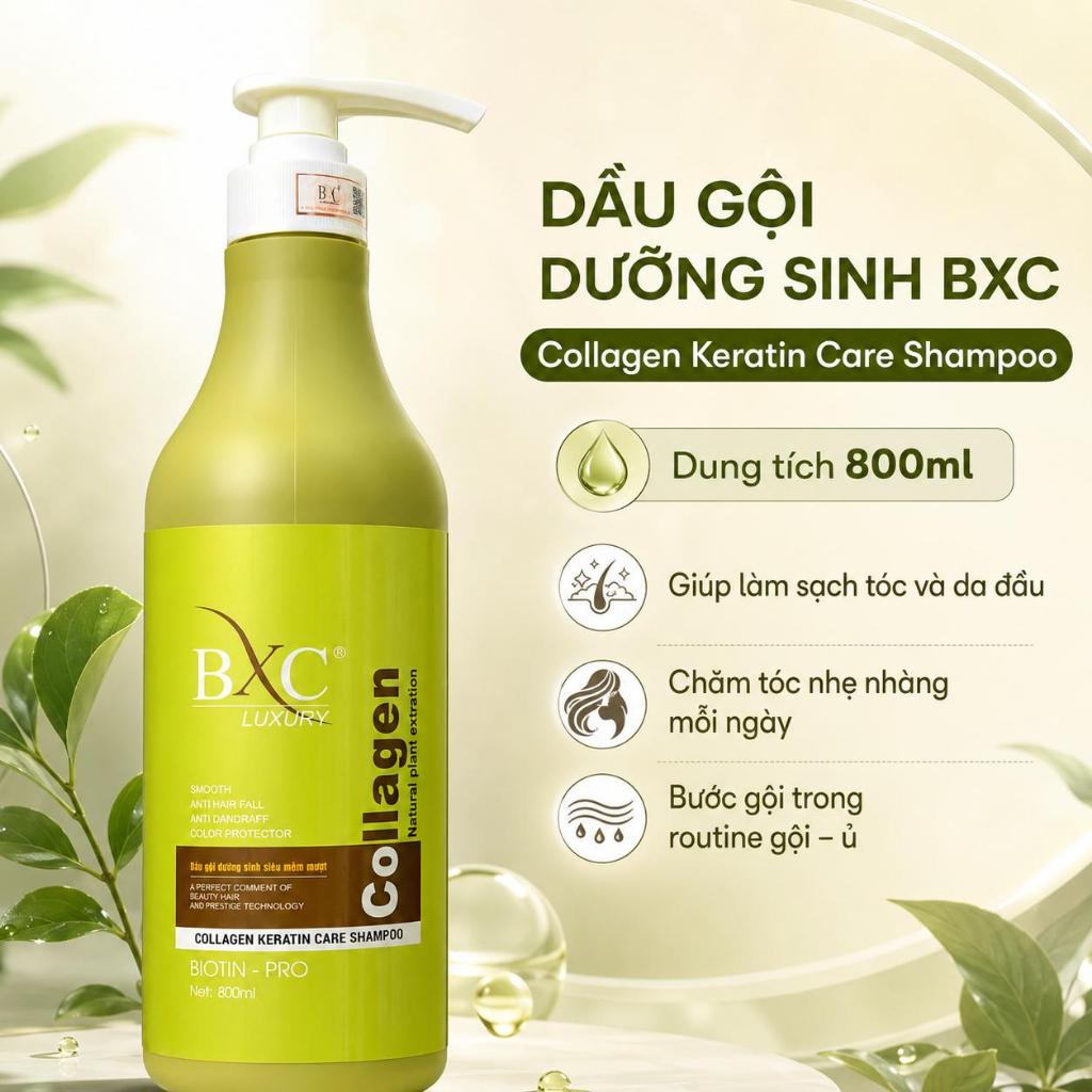 Combo Dầu Gội Dưỡng Sinh BXC Kem Ủ Tóc Hyamin Collagen, Chăm Sóc Tóc Khô Xơ, Dưỡng Tóc Mềm Mượt