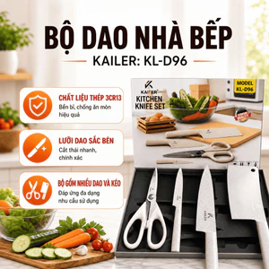 Bộ Dao Kéo Inox Cao Cấp KL-D96 Thép Không Gỉ 3Cr13 Sắc Bén Bền Bỉ Đa Năng Cho Gian Bếp Hiện Đại