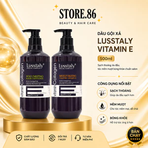 Dầu Gội Xả Lusstaly Vitamin E 500ml | Sạch Thoáng Da Đầu, Tóc Mềm Mượt Bóng Khỏe Chuẩn Salon