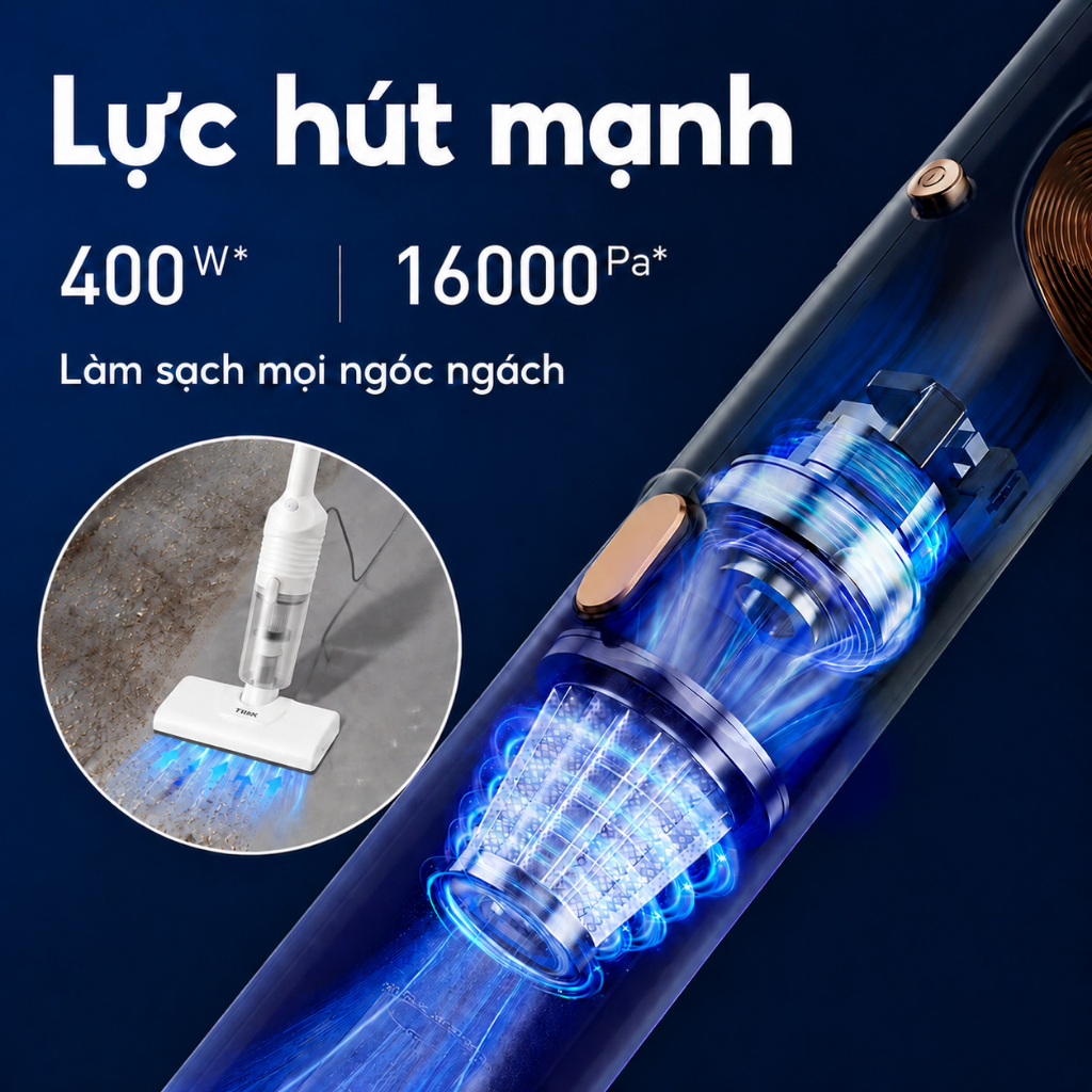 Tixx Máy hút bụi cầm tay 400W lực hút 16000pa kèm theo 10 đầu hút đa năng 2 trong 1 hút bụi và lau nhà