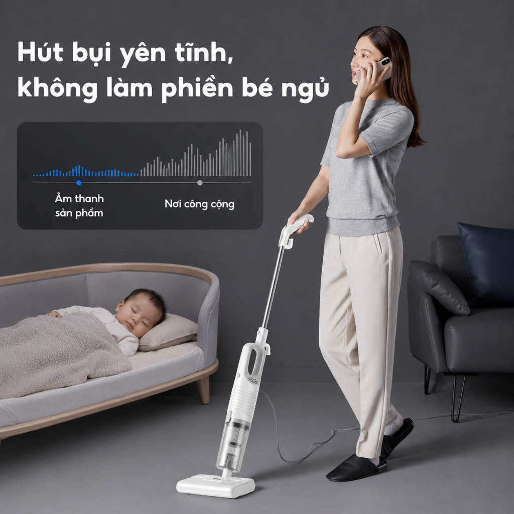Tixx Máy hút bụi cầm tay 400W lực hút 16000pa kèm theo 10 đầu hút đa năng 2 trong 1 hút bụi và lau nhà