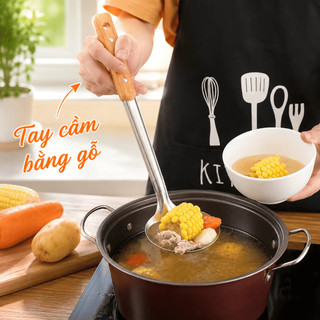 Bộ Vá Muỗng Inox Cao Cấp 3 Món Cán Nhựa Chịu Nhiệt – Muỗng Canh, Vá Lỗ, Xẻng Chiên Đa Năng Cho Nhà Bếp