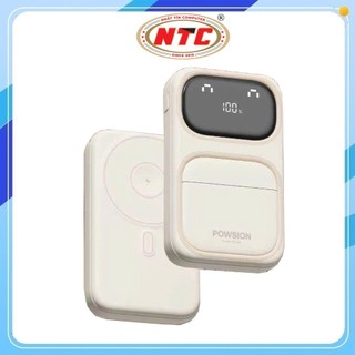 Pin Dự Phòng Không Dây POWSION PS-07 10000mAh TypeC PD 22.5W, Magnetic 15W, Input LaiNing 18W (Trắng)
