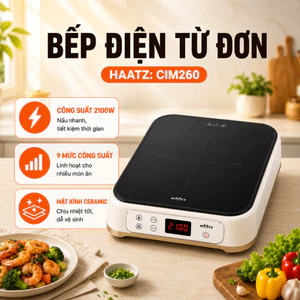 Bếp Từ Đơn Haatz CIM260 2100W Mặt Kính Ceramic Cảm Ứng Thông Minh Hẹn Giờ 4 Giờ Khóa Trẻ Em