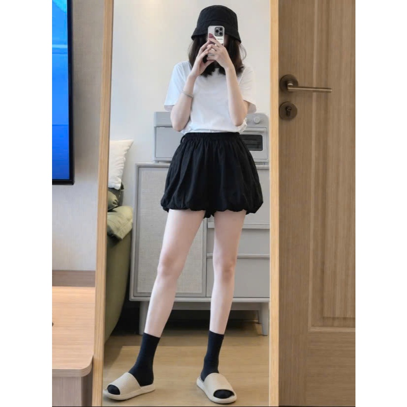 Quần Short Bí Ngô Nữ Cạp Chun Form Bồng - Quần Đùi Bo Gấu Vải Mềm Phong Cách Hàn Quốc