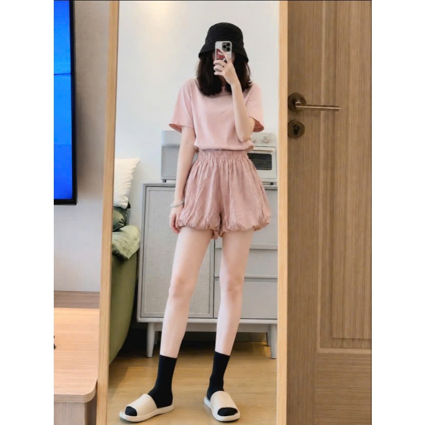 Quần Short Bí Ngô Nữ Cạp Chun Form Bồng - Quần Đùi Bo Gấu Vải Mềm Phong Cách Hàn Quốc